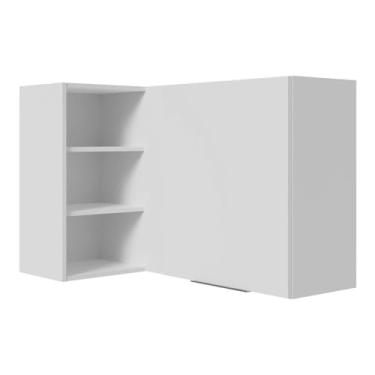 Imagem de Armário Aéreo de Canto para Quarto 1 Porta e 3 Nichos Branco Neo Madesa