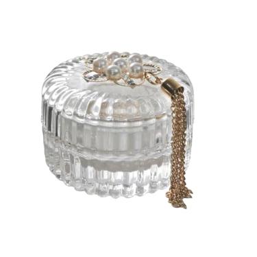 Imagem de Castiçal Em Vidro Com Tampa E Pendente, 4,8cm (D)