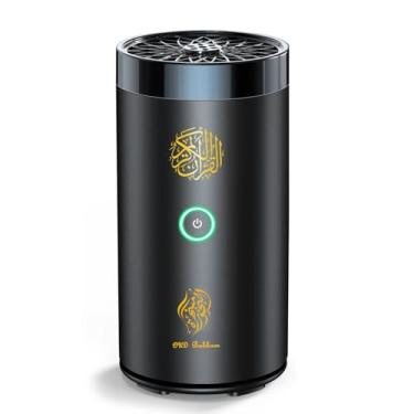 Imagem de OUD Bukhoor Queimador de incenso elétrico 2 em 1 com alto-falante do Alcorão, difusor de aroma recarregável Bakhoor para carro, escritório, casa, quarto, sala de estar, estudo, spa (preto-1)