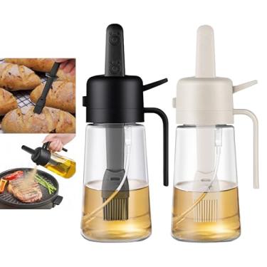 Imagem de GioXtra Pulverizador de óleo e escova 2 em 1 para cozinhar - 2 peças de dispensador de azeite de oliva, escova de regar de silicone, frasco de spray de vidro para salada, fritar, churrasco, utensílio