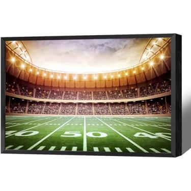 Imagem de Pôster de campo de futebol americano, arte de parede em tela de estádio de rúgbi, relva noturna, luz esportiva, fotografia, impressões estéticas, pintura para sala de estar, quarto, apartamento