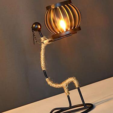 Imagem de Generic Castiçal de Ferro Em Formato Exclusivo Com Candelabro Artístico de Corda de Cânhamo para Decoração de Mesa e Eventos de Festa (Tipo G)