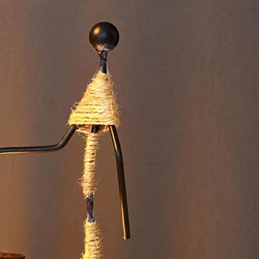 Imagem de Generic Castiçal de Ferro Em Formato Exclusivo Com Candelabro Artístico de Corda de Cânhamo para Decoração de Mesa e Eventos de Festa (Um tipo)