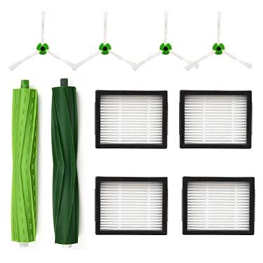 Imagem de JoyBros Peças de reposição compatíveis com iRobot Roomba I, E & J Series i7 i7+ i2 i3 i3+ i4 i4+ i6 i6+ i8 i8+/Plus j7 j7+ E5 E6 E7:1 conjunto de escovas de borracha multisuperfície 4 filtros HEPA 4