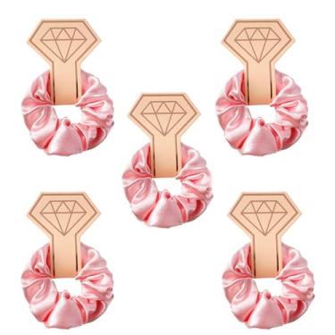 Imagem de 5 peças de laços de cabelo de seda para presente de dama de honra - elásticos não prejudiciais, lembrancinhas de despedida de solteira e acessórios de cabelo de casamento, enchimentos de caixa de