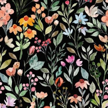 Imagem de COKCOKR Papel de parede floral pintado à mão em aquarela 43 x 300 cm, papel de parede autoadesivo removível para quarto, sala de estar, sala de jantar, banheiro, armário