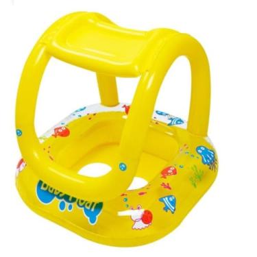 Imagem de Boia Infantil Inflável com Cobertura e Assento, PVC, 66x66cm, Proteção Solar, para Crianças Maiores de 12 Meses