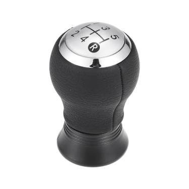 Imagem de Partuto Manípulo de câmbio manual de 5 velocidades - Manípulo de alavanca de câmbio para carro - para Toyota Yaris 2005-2010 Couro sintético plástico preto prateado - 1 peça