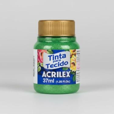 Imagem de Tinta para Tecido Glitter Verde 206 Acrilex 37ml | Brilho Intenso, Alta Fixação, Secagem Rápida e Resistência às Lavagens para Artesanato e Customização