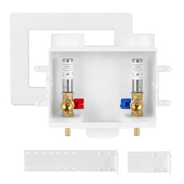 Imagem de SECKWHALE Caixa de saída de máquina de lavar premium, com prendedor de martelo de água de aço inoxidável, crimpagem Pex de 1/2 polegada x conexão MHT de 3/4 polegadas, caixa de saída de válvula de