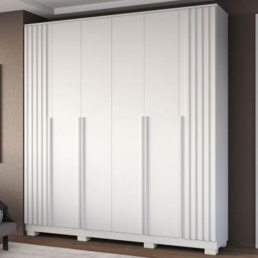 Imagem de Guarda-Roupa Casal Jamile 6 Portas 4 Gavetas 100% Mdf Branco - Acp Móveis