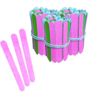 Imagem de 300 Lixas Unha Mini Descartáveis Manicure Pedicure 8 Cm Salão Profissional Beleza Cutícula Unha Podóloga Brinde Mimo Outubro Rosa Eventos Marca MONOLO (Colorido)