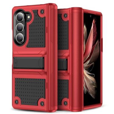 Imagem de HIYUUTTBS Capa para Galaxy Z Fold 6, borracha de silicone 2 em 1 à prova de choque com policarbonato rígido robusto proteção total capa de telefone para Galaxy Z Fold 6, preto/vermelho (YZ-100)