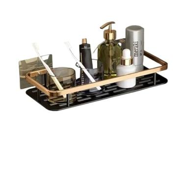 Imagem de Prateleiras Para Casa De Banho Sem Furos - Prateleiras Autoadesivas E AcessóRios(KIT 1 -Retangular -Ouro negro)
