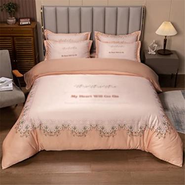 Imagem de LMJYU Conjunto de roupa de cama com estampa de tecido adequado para a pele, conjunto de capa de edredom solteiro king size conjunto de roupas de cama