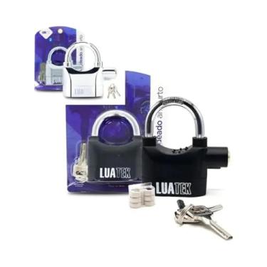 Imagem de Cadeado Antifurto com Alarme Sonoro 110dB, Manilha Aço 10mm, Resistente à Água, 3 Chaves, Liga de Zinco
