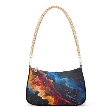Imagem de CEBUGI Bolsas transversais femininas bolsa de ombro céu estrelado bolsa clutch elegante com alça de corrente