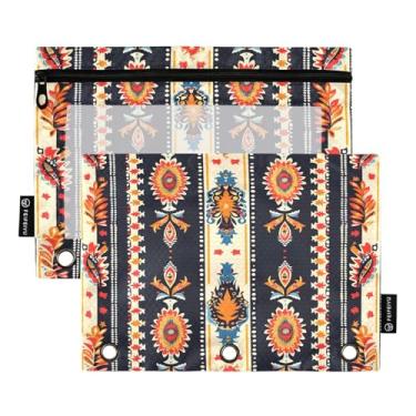 Imagem de CEBUGI 3 bolsas de lápis com zíper e janela transparente, 2 pacotes de estojo para exames de sala de aula (Boho floral)