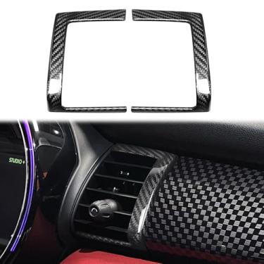 Imagem de FINMOKAL Painel central de fibra de carbono do painel do painel lateral da saída de ar da tampa da moldura das guarnições compatíveis com BMW Mini F55 F56 F57 2014-2021 (preto)