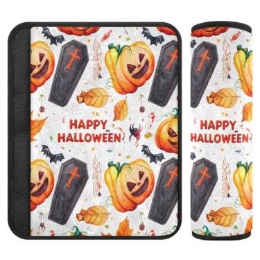 Imagem de Burbuja Capa para cinto de segurança de carro com elementos temáticos de Halloween, protetor de cinto de segurança macio e confortável para alça de ombro de assento, 1 par médio