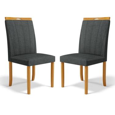 Imagem de Kit Com 2 Cadeiras Aurora Madeira Maciça Estofadas Para Mesa De Jantar