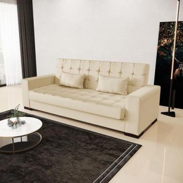 Imagem de Sofá Cama 02 Lugares 210cm Lisboa Sintético Bege D03 - D'Rossi