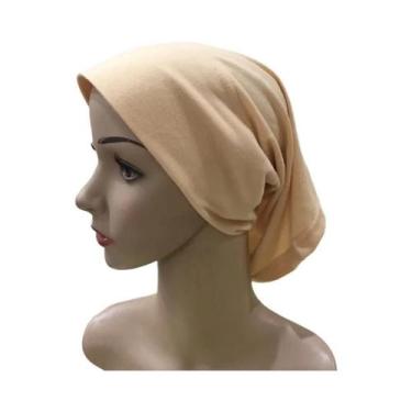 Imagem de Chapéu Tubular Feminino Hijab - Elástico, Cor Lisa e com Lenço de Pape