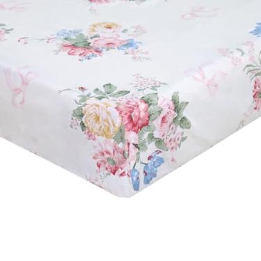 Imagem de Lençol de baixo de algodão, solteiro, estampa floral, ultramacio, lavável na máquina, bolso profundo com elástico em toda a volta