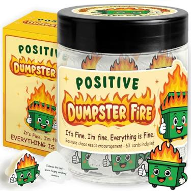 Imagem de Pote de 60 cartões de lixo positivos – lixeira de suporte emocional com cartões de afirmação – Acessórios de mesa para lixeiraFire para mulheres, homens – presentes de alívio de estresse, presentes de