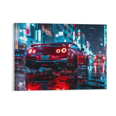 Imagem de HouLaiZhe Chuva Noite Japonesa Esportes R35 Jdm Cartazes de Carro Tela Estética Decoração de Quarto Pintura de Parede Impressões Sala de Galeria Decoração de Parede para Quarto Sala de Estar