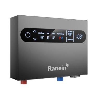 Imagem de Ranein Aquecedor de água elétrico sem tanque de 8 kW, aquecedor de água infinito instantâneo 240V on Demand com visor de temperatura de LED para pia de banheiro e cozinha