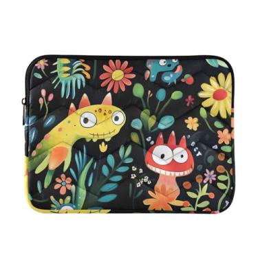 Imagem de Capa acolchoada para laptop, criaturas fofas, preta, à prova de choque, capa protetora para notebook de 13 polegadas