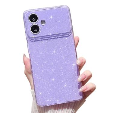 Imagem de MINSCOSE Capa com glitter compatível com Samsung Galaxy S26 Edge, linda estética brilhante, fina, à prova de choque, brilhante para Samsung Galaxy S26 Edge para mulheres e meninas - roxo