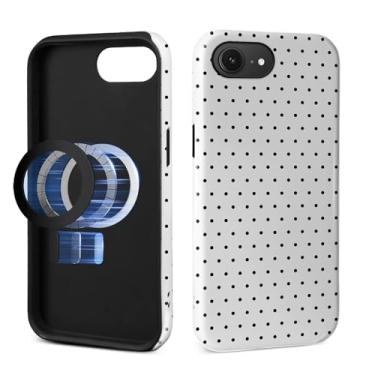 Imagem de MQJCYB Capa magnética para iPhone 16e Design, compatível com MagSafe, capa protetora fina de TPU macio para telefone feminino e meninas para iPhone 16e-Estética de bolinhas branca