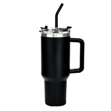Imagem de Garrafa Térmica Inoxidável Portátil 1.2L Anti-Vazamento com Tampa e Canudo, Ideal para Viagens(Preto-1200ml)