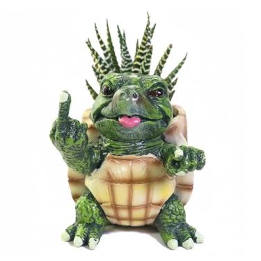 Imagem de NMMUGOR Vaso de tartaruga, vaso de flores, vasos de jardim de animais, plantador de suculentas de tartaruga para uso interno e externo para decoração de mesa de escritório em casa, mini ornamento,