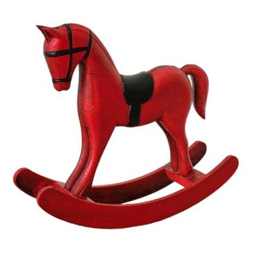 Imagem de KiBcsLic Estátua de Cavalo de Balanço, Estatueta Decorativa, Coleção Retrô, Ornamento de Mesa, Escultura de Animal para Sala de Estar, Quarto e Entrada, Vermelho