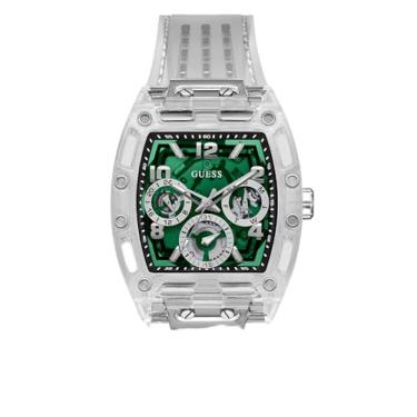 Imagem de GUESS Relógio masculino Trend Tonneau de 43 mm, Transparente, Clássico