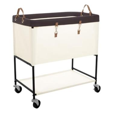 Imagem de StorageWorks Carrinho de lavanderia, cesto de roupa suja rolante de 2 níveis, cesto de roupa resistente com rodas bloqueáveis, organização e armazenamento de lavanderia, cesto de roupas para quarto