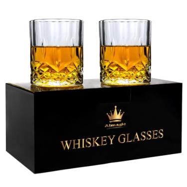 Imagem de Almagic Conjunto de 2 copos de uísque sem bola de gelo, copos de cristal