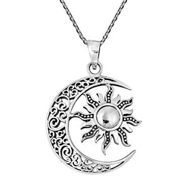Imagem de COMET CRAFT O colar com pingente celta de sol e lua crescente tem um presente de amanhã mais brilhante para mulheres