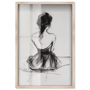 Imagem de Back View I Shadowbox Print Minimalista Wall Art por Art Remedy, Blonde Frame, 17 x 25