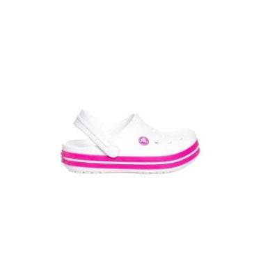 Imagem de Crocs Sandália Infantil Crocband Branco/Rosa-Unissex