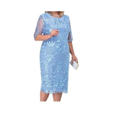 Imagem de Vestido De Festa Floral De Renda plus Size Elegante Luxuoso Para Mulhe