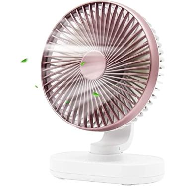 Imagem de AEWFRRV Ventilador portátil oscilante leve com 4 velocidades 16,5 cm ajustável silencioso ventilador de mesa recarregável operado por bateria pessoal para escritório em casa quarto desktop (ouro rosa) yubin1993