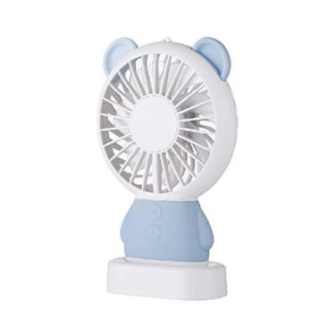 Imagem de AEWFRRV Estilo coreano verão USB recarregável ventilador portátil bonito dos desenhos animados ventilador com ventilador de mesa de base (cor: D) yubin1993 (cor: A)