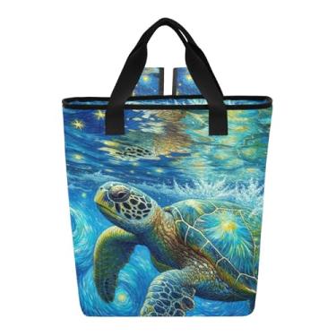 Imagem de Cooler Bags Mochila térmica para garrafa noturna estrelada tartaruga marinha, 36 latas