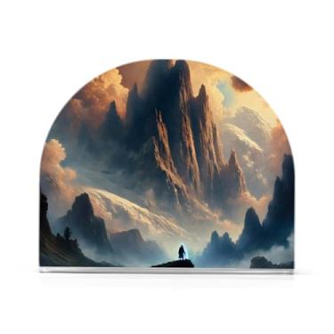 Imagem de Suporte de guardanapo laranja Fantasy Mountains para mesa, porta-guardanapos de coquetel, 1 pacote, suporte de acrílico antiderrapante