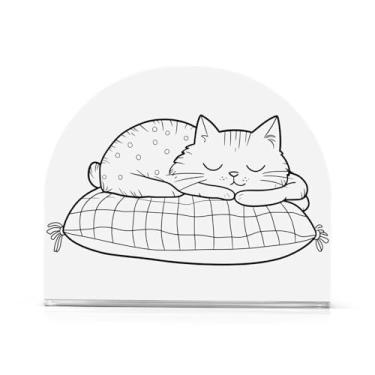Imagem de Travesseiro de gato preguiçoso, porta-guardanapos brancos para mesa de cozinha, 1 pacote de porta-guardanapos de piquenique, suporte de acrílico