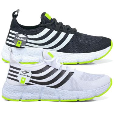 Imagem de Kit 2 Pares Tênis Academia New Saymon Masculino Feminino Confortável Corrida Fast Esportivo YyE-Unissex